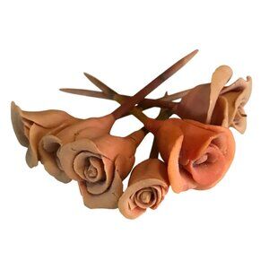 Clay Roses Decorative Cupcake Toppers With Spikes 2 1/2" Tall Set of 6